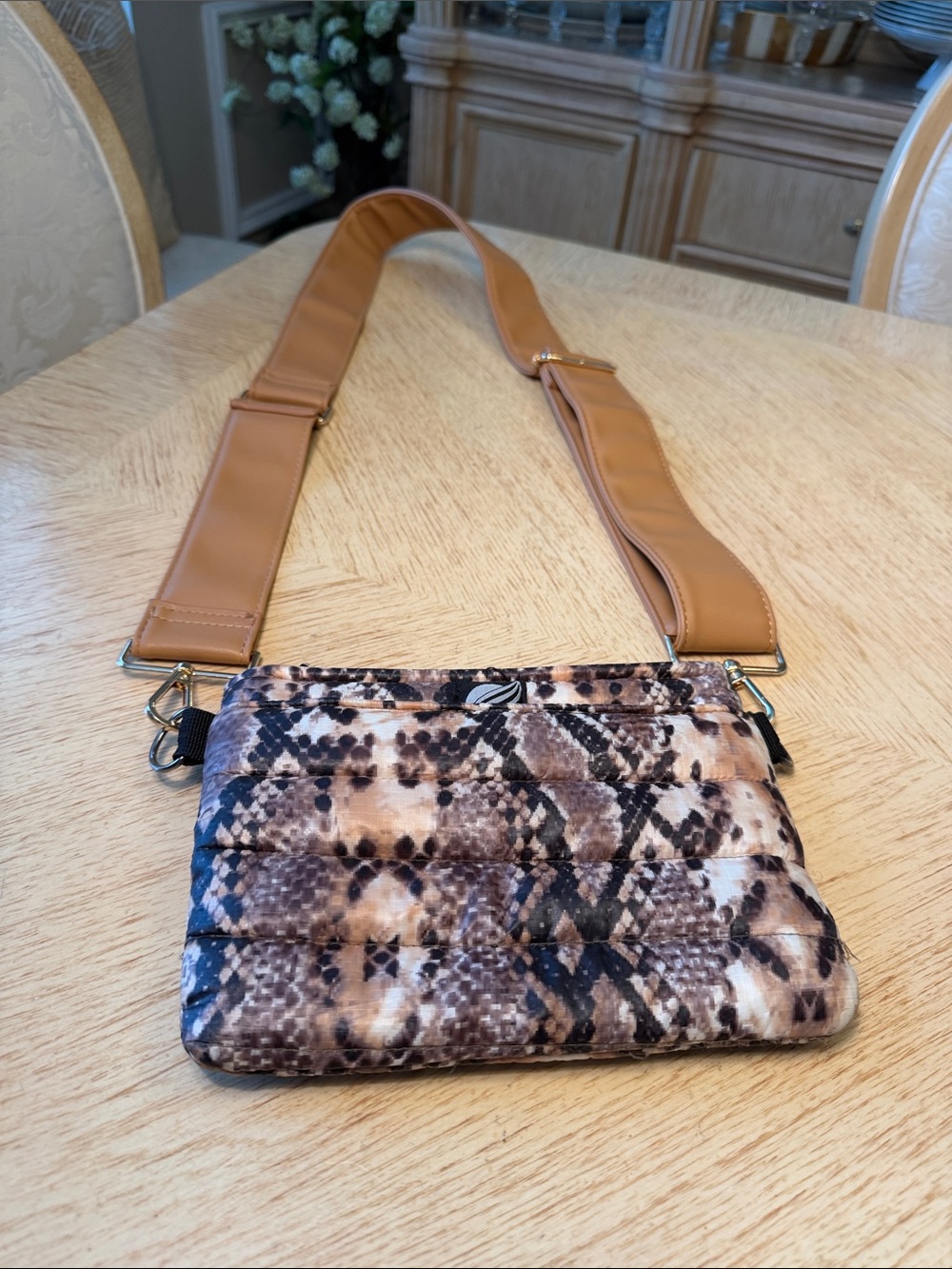 THINK ROYLN BUM BAG /CROSSBODY Python W/ Camel Color Strap